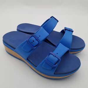 Dansko Kandi Blue Lightweight Double Strap Wedge Sandals Size EU 41 US 10.5-11